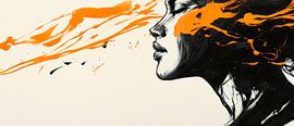 Artistic portrait with orange tones by Poster Art Shop