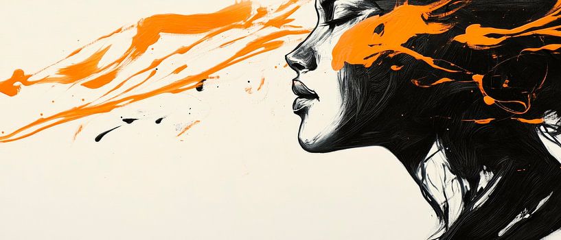 Artistiek portret met oranje tinten van Poster Art Shop