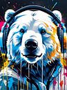Polar bear in headphones, graffiti by Makar Mokrynskyi thumbnail