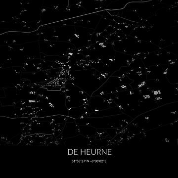 Carte en noir et blanc de De Heurne, Gelderland. sur Rezona