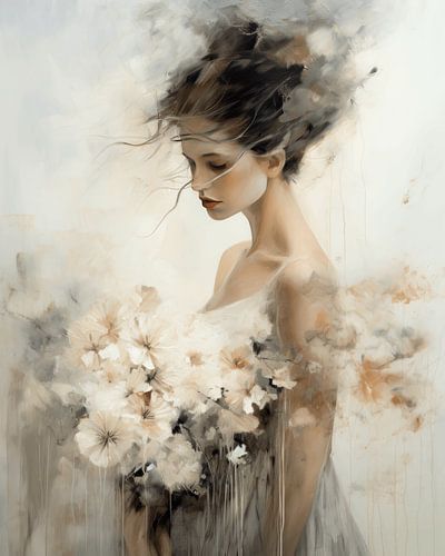 Sfeervol en poëtisch portret in verschillende wit tinten