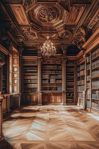 Klassieke bibliotheek met boekenplanken