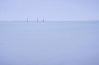 Fishing poles in the sea against nightfall 2 | Blue, Long Exposure, Minimal Art, Netherlands by Merlijn Arina Photography thumbnail