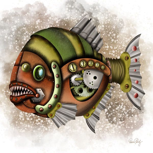 Steampunk Fish Piranha by Patricia Piotrak