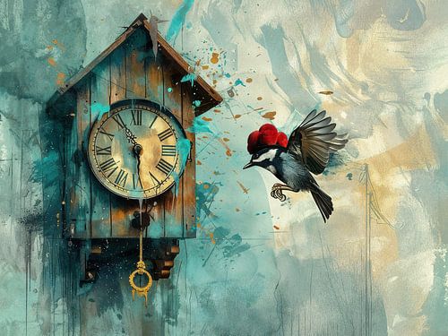 Coucou aquarelle œuvre d'art "Heimweh&quot ; art de la Forêt Noire