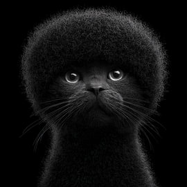 Black cat with an afro by TheXclusive Art