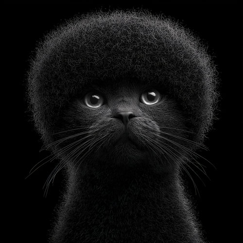 Zwarte kat met afro