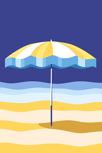 Sonnenschirm | Minimalistisches Poster im Küstenstil