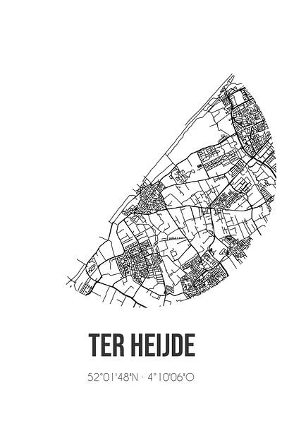 Ter Heijde (South-Holland) | Map | Black and White by Prints of Place