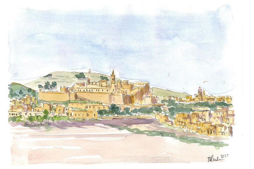 Gozo Ghawdex Malta Victoria Rabat Oude Stad Skyline en Citadel van Markus Bleichner
