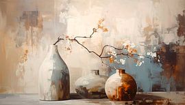 Nature morte calme et minimaliste avec une branche fleurie