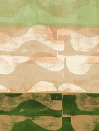 Modern abstract landscape in sage and warm sand by Dina Dankers