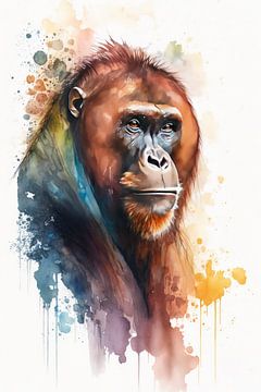 Orang-Utan - Aquarell von New Future Art Gallery