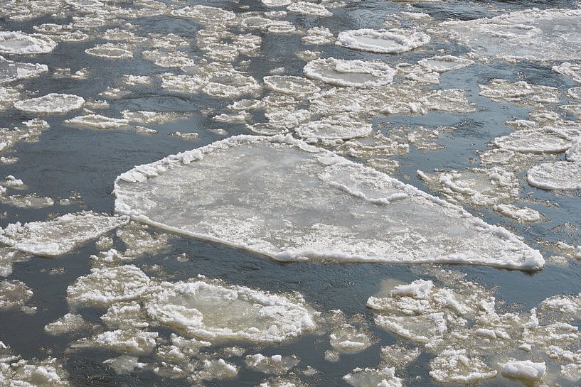 Ice floes on the Elbe in winter by Heiko Kueverling