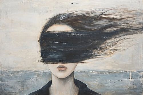 blinddoek vrouw | Vrouw Met Horizon van Kunst Kriebels