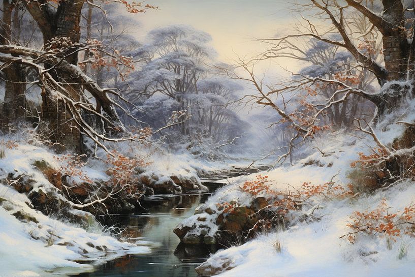 Ruhiger Wintermorgen | Winterlandschaftskunst von Blickfänger Gemälde