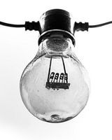 light bulb photographed in black and white