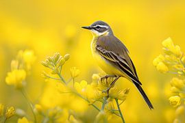 Yellow Wagtail (Motacilla flava) in a rapeseed field