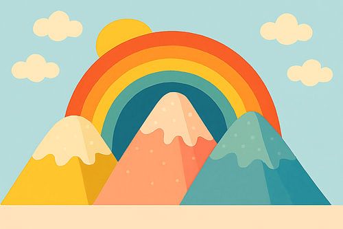 Montagnes de guimauve au pays de l'arc-en-ciel. Panorama sur Marion Tenbergen