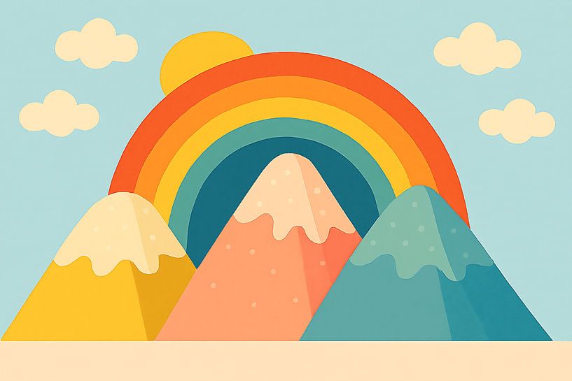 Montagnes de guimauve au pays de l'arc-en-ciel. Panorama par Marion Tenbergen