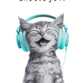 Coole Katze – Choose Joy - türkis von Melanie Viola