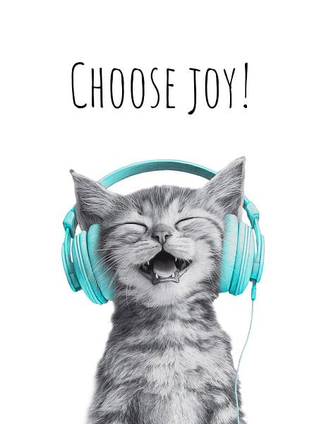 Coole Katze – Choose Joy - türkis von Melanie Viola