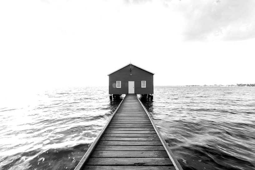 Zwart wit foto van het iconische boot huis in Perth, Australie van Guido Boogert
