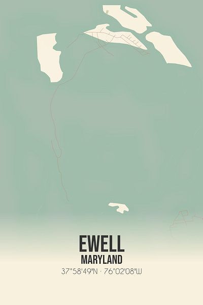Carte ancienne d'Ewell (Maryland), USA. par Affiches de lieux