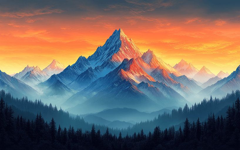 Majestueuze pieken bij zonsopgang van Lufy