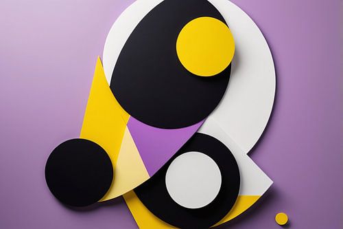 Geometrische abstractie op paarse achtergrond