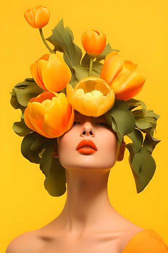 Fleur jaune colorée Femme