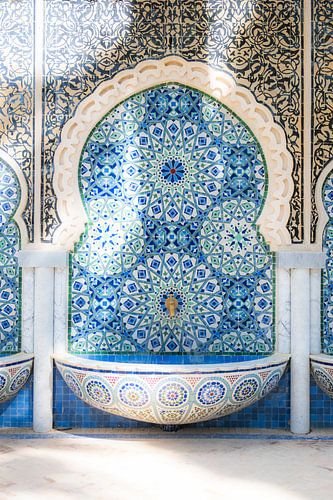 Blue Moroccan fountain from Fez