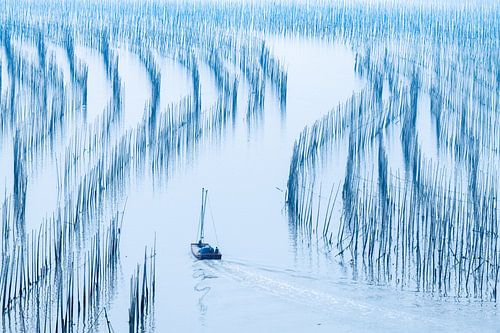 Boat sails in Canal of Poles