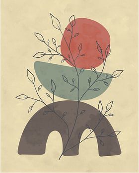 Paysage abstrait dans les tons de la terre avec un arbre