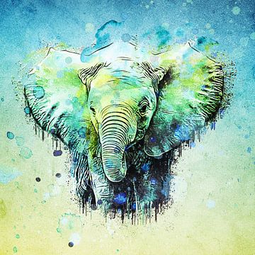 watercolor elephant van Anne Ebert