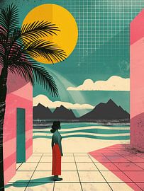 Retro-Sonnenuntergang am Meer von haroulita