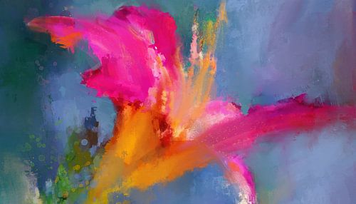 De Kleurrijke Lelie - symbool van vrouwelijkheid,  abstract schilderij