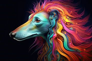 surrealistische pracht van de psychedelische hond van New Visuals