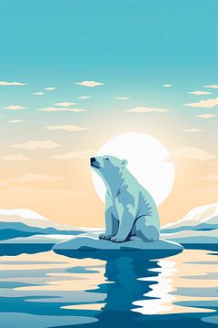 Polar bear at sunset by haroulita