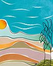 Abstract landscape with two trees by Tanja Udelhofen thumbnail