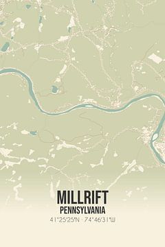 Vintage landkaart van Millrift (Pennsylvania), USA. van MijnStadsPoster