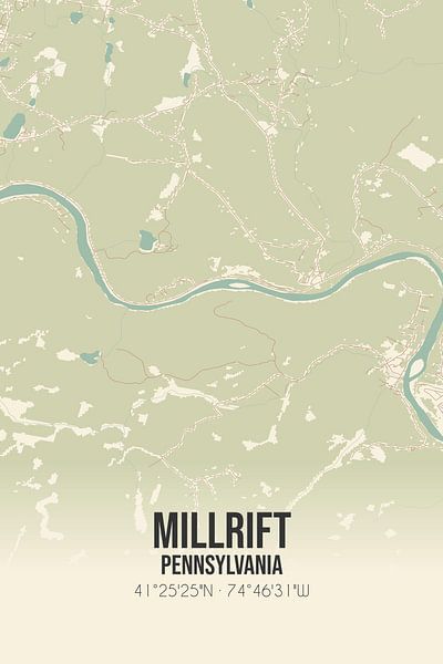 Carte ancienne de Millrift (Pennsylvanie), USA. par Affiches de lieux
