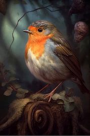 Roodborstje in het Schaduwrijke Bos van Emil Husstege