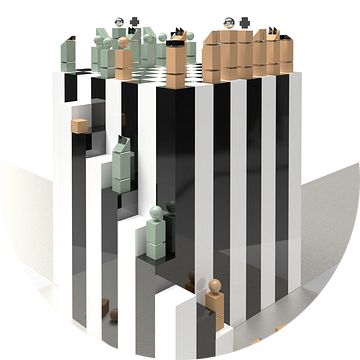 Schaakbord in de hoogte