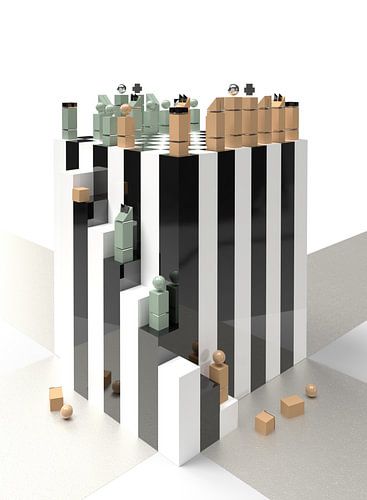 Schaakbord in de hoogte