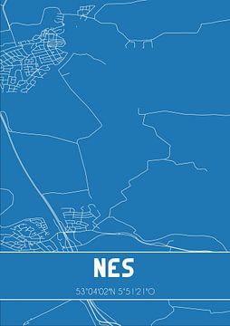 Blaupause | Karte | Nes (Fryslan) von Rezona