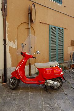 Red Vespa scooter in Italy by Kok and Kok