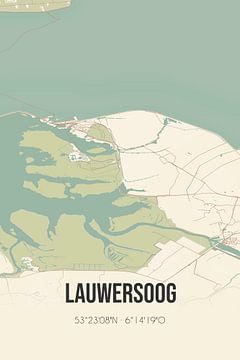 Vintage landkaart van Lauwersoog (Groningen) van MijnStadsPoster