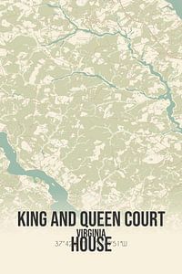 Vintage landkaart van King And Queen Court House (Virginia), USA. van Rezona