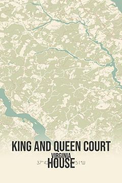 Vintage landkaart van King And Queen Court House (Virginia), USA. van MijnStadsPoster